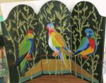 Drieluik met vogels (verkocht), Australië, houten scherm, Olieverf drie-delig, 60 x 20 (kunstroute2023_11)