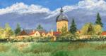 Bourgondië, St.Yvoy, duivetoren, olie 55 x 30 (kunstroute2023_02)