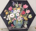 Bloemstilleven, olie, 60 cm. Doorsnee, zeshoek (kunstroute2023_14)