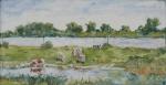 Ijssel bij Veessen, detailweergave, schilderij is in werkelijkheid 9/15 cm (painting_034-1)